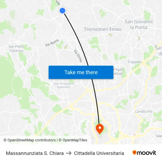 Massannunziata St. Chiara to University Campus map