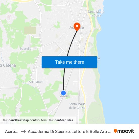 Acireale FS to Accademia Di Scienze, Lettere E Belle Arti Degli Zelanti E Dei Dafnici map