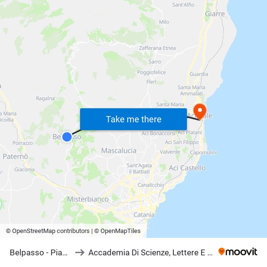Belpasso - Piazza San Francesco to Accademia Di Scienze, Lettere E Belle Arti Degli Zelanti E Dei Dafnici map