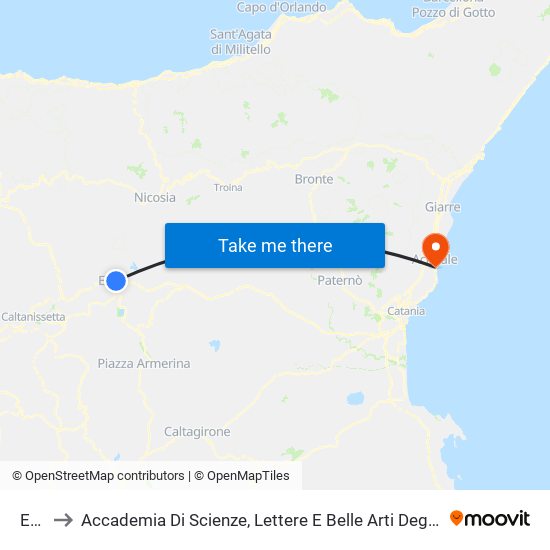Enna to Accademia Di Scienze, Lettere E Belle Arti Degli Zelanti E Dei Dafnici map