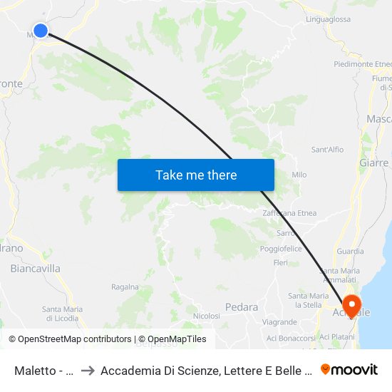 Maletto - Municipio to Accademia Di Scienze, Lettere E Belle Arti Degli Zelanti E Dei Dafnici map