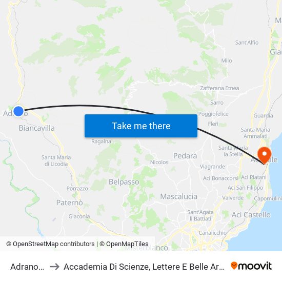 Adrano Centro to Accademia Di Scienze, Lettere E Belle Arti Degli Zelanti E Dei Dafnici map