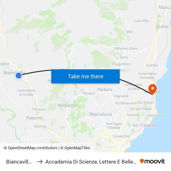 Biancavilla Ospedale to Accademia Di Scienze, Lettere E Belle Arti Degli Zelanti E Dei Dafnici map