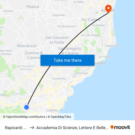 Rapisardi Fermi Nord to Accademia Di Scienze, Lettere E Belle Arti Degli Zelanti E Dei Dafnici map