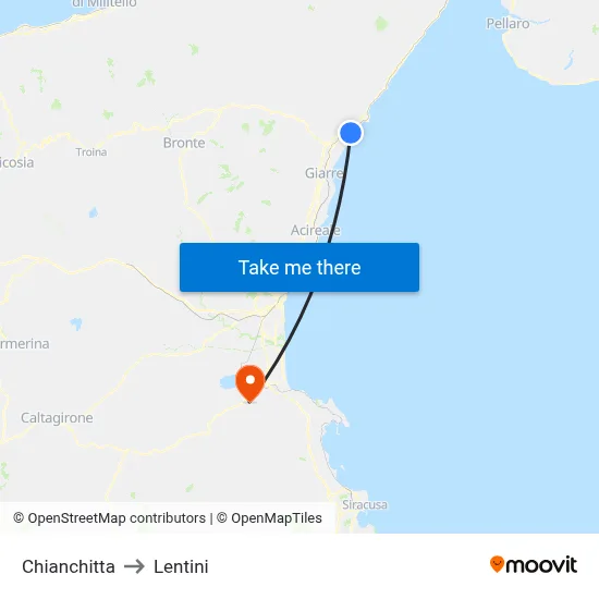 Chianchitta to Lentini map