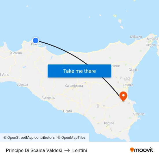 Prince of Scalea Valdesi to Lentini map