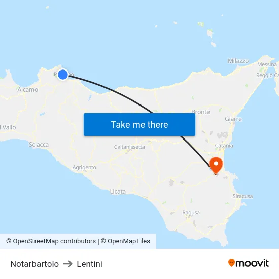 Notarbartolo to Lentini map