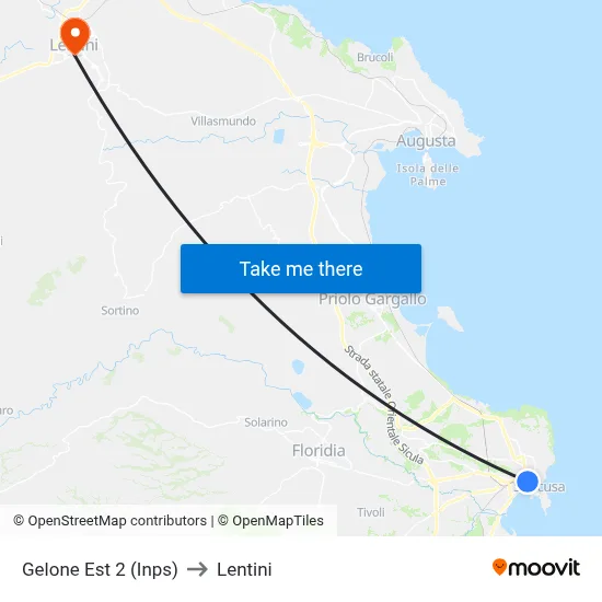 Gelone East 2 (INPS) to Lentini map