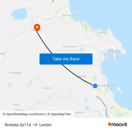Ss114 Link Road to Lentini map