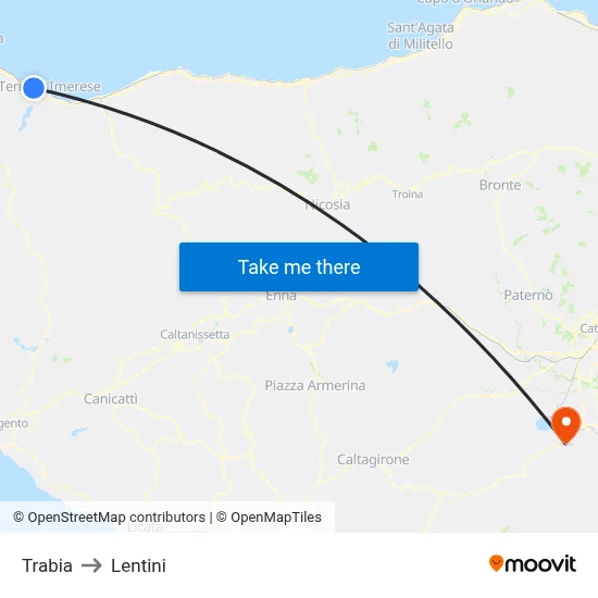 Trabia to Lentini map