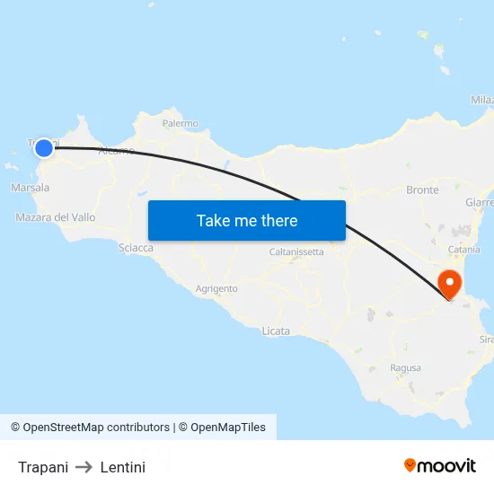 Trapani to Lentini map