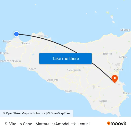 S. Vito Lo Capo - Mattarella/Amodei to Lentini map