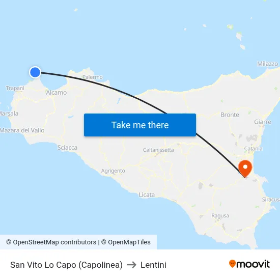 San Vito Lo Capo (Capolinea) to Lentini map
