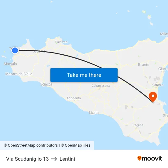 13 Scudaniglio Street to Lentini map