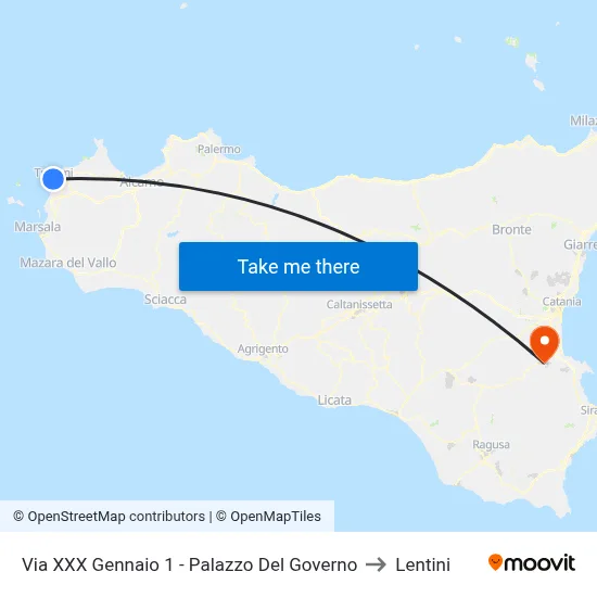 January 30th Street 1 - Government Palace to Lentini map