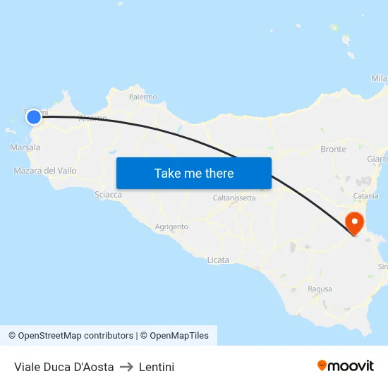 Duke of Aosta Avenue to Lentini map