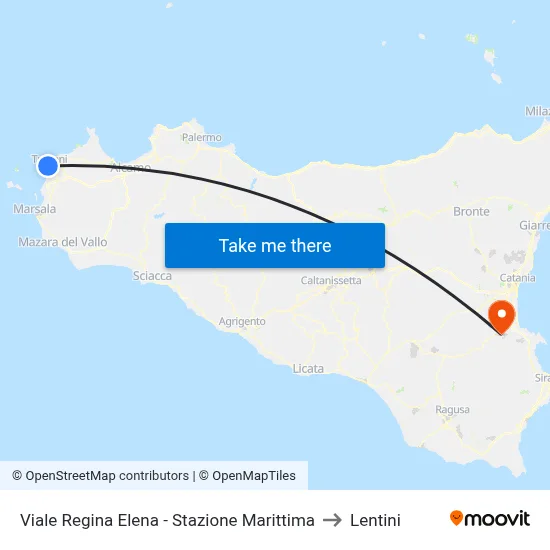 Queen Elena Avenue - Maritime Station to Lentini map