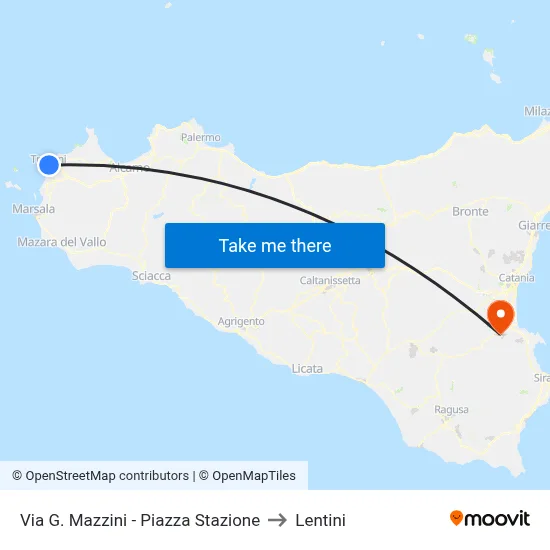 G. Mazzini Street - Station Square to Lentini map