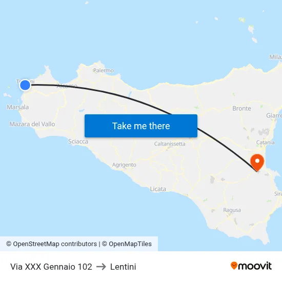 Via XXX January 102 to Lentini map