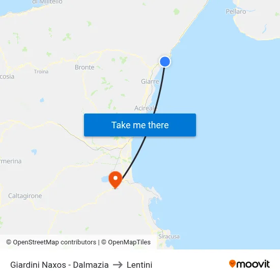 Giardini Naxos - Dalmatia to Lentini map