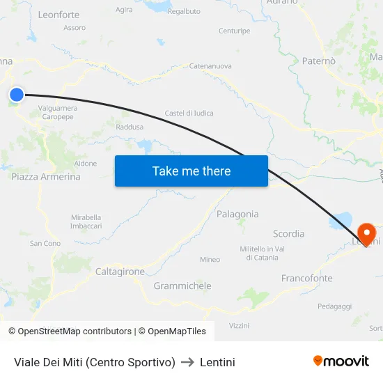 Sports Center Avenue to Lentini map