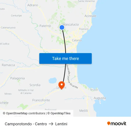 Camporotondo - Center to Lentini map