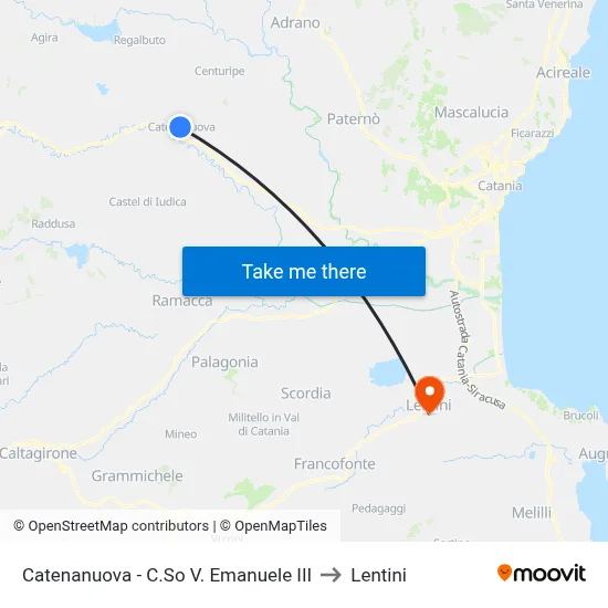 Catenanuova - V. Emanuele III Course to Lentini map