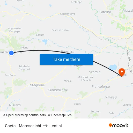 Gaeta - Marescalchi to Lentini map
