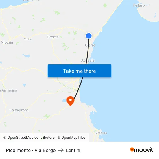 Piedimonte - Borough Street to Lentini map