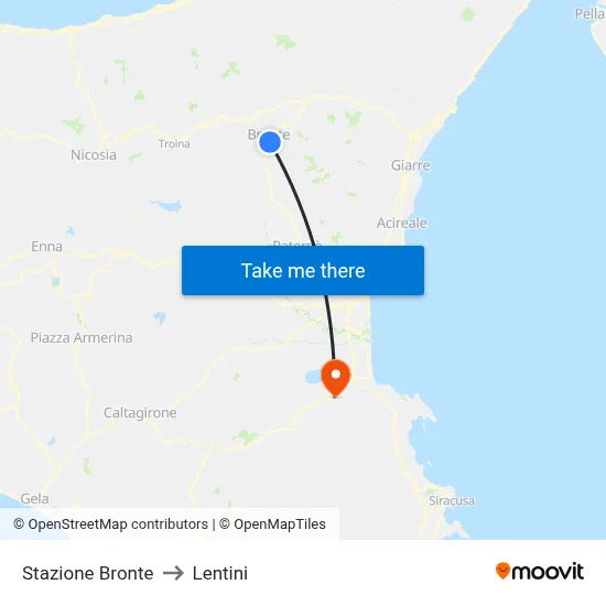 Stazione Bronte to Lentini map