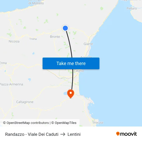 Randazzo - Veterans Avenue to Lentini map