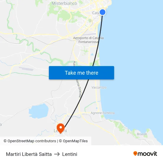 Martyrs of Liberty Saitta to Lentini map