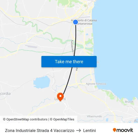 Industrial Zone Road 4 Vaccarizzo to Lentini map
