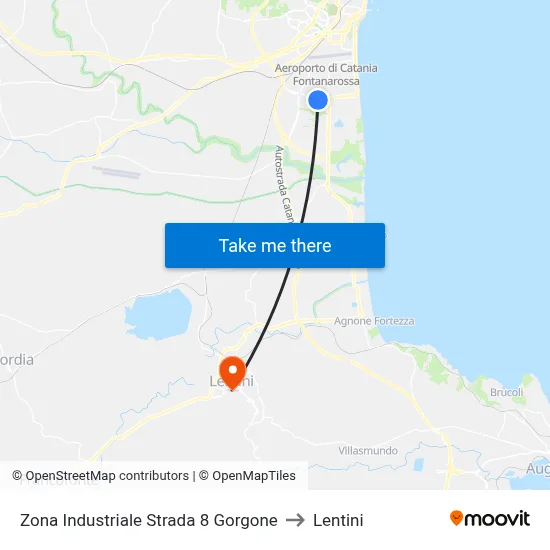 Industrial Zone Street 8 Gorgone to Lentini map