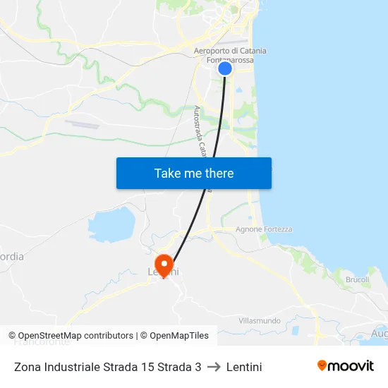 Industrial Zone Road 15 Road 3 to Lentini map