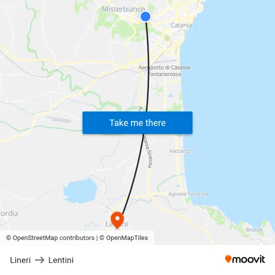 Lineri to Lentini map