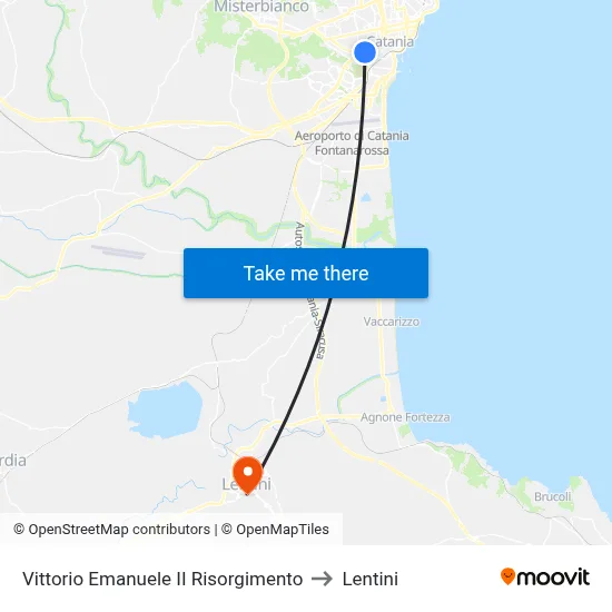 Vittorio Emanuele II Risorgimento to Lentini map
