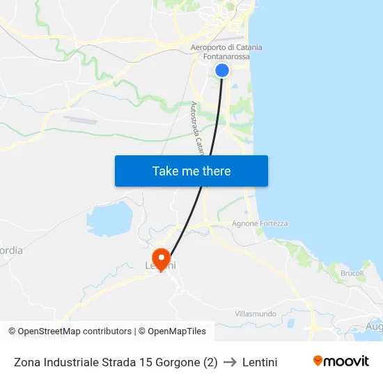 Industrial Zone Road 15 Gorgone (2) to Lentini map