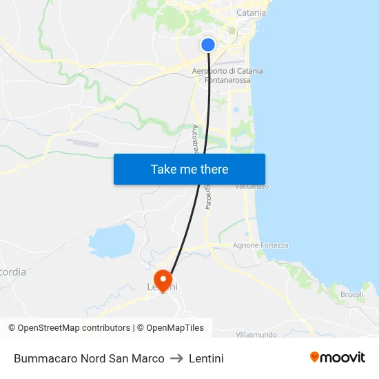 Bummacaro North San Marco to Lentini map
