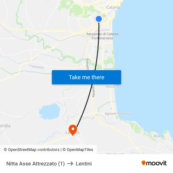 Nitta Service Road (1) to Lentini map