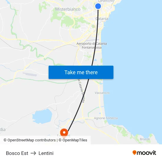 Bosco East to Lentini map