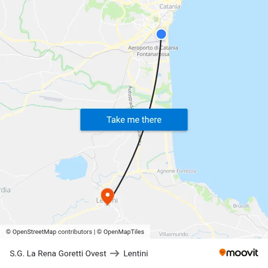 S.G. La Rena Goretti West to Lentini map