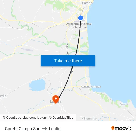 Goretti South Field to Lentini map