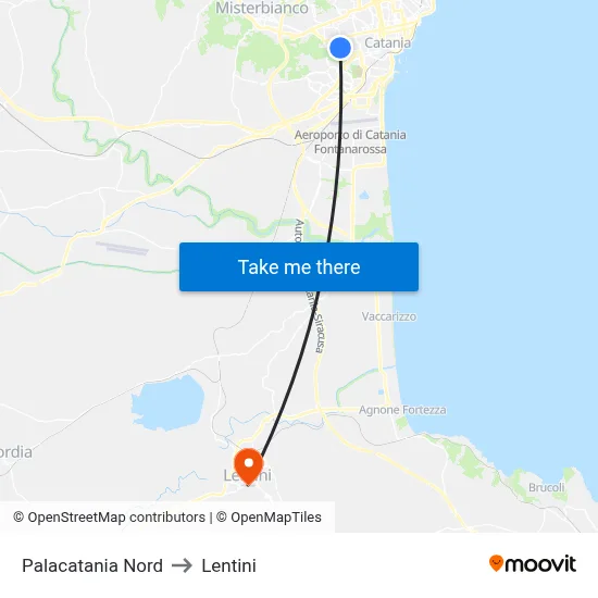 Palacatania North to Lentini map