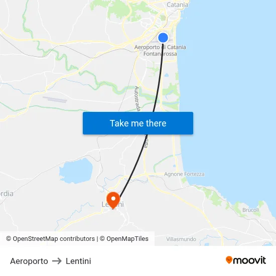 Airport to Lentini map