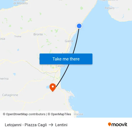 Letojanni - Cagli Square to Lentini map