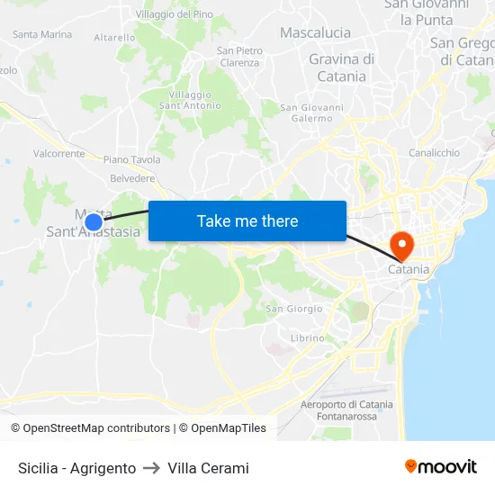 Sicily - Agrigento to Cerami Villa map