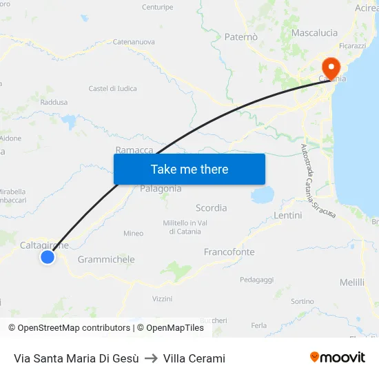 Santa Maria Di Gesù Street to Cerami Villa map