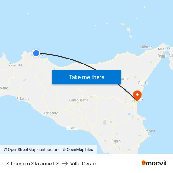 San Lorenzo Railway Station to Cerami Villa map