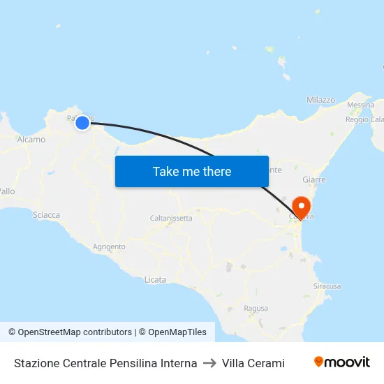 Central Station Internal Platform to Cerami Villa map